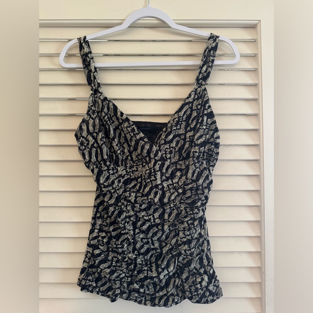 Sexy black and cream ruched camisole blouse - Express